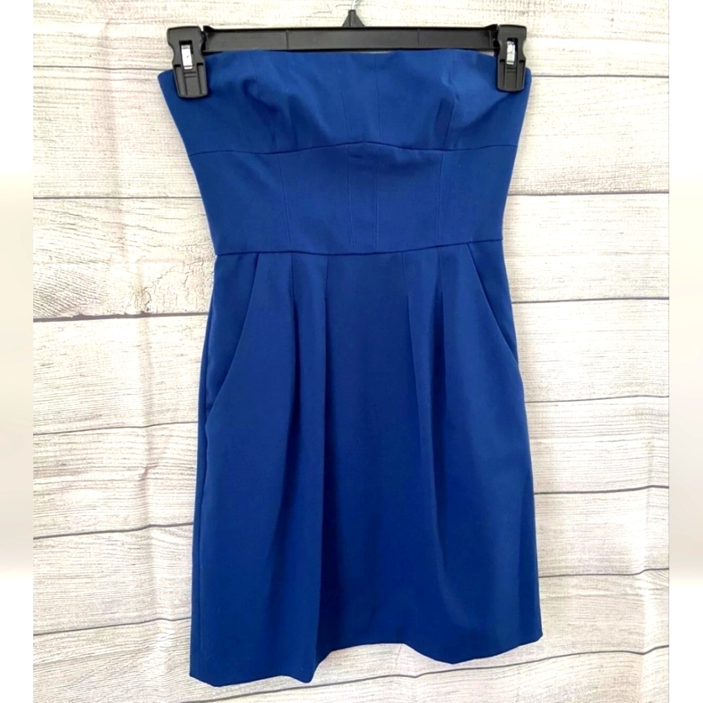 BCBG MAXAZRIA Martina Strapless Or Strap‎ Dress Royal Blue Size 8